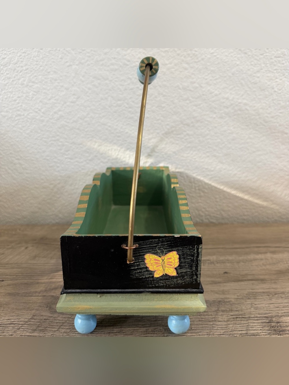 Tracy Porter The Home Collection Wooden Serving Tray Basket Garden Floral Snacks - Picture 2 of 9